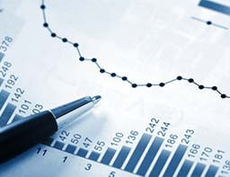 Bar chart and graph on paper